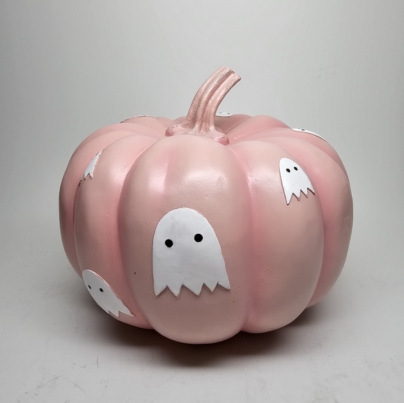 NEW Pink Pumpkin with White Ghosts - Picture 1 of 3